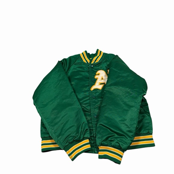 VTG MLB OAKLAND A's Athletics KIDS Starter Satin Bomber Jacket Sz‎ M - Picture 7 of 15